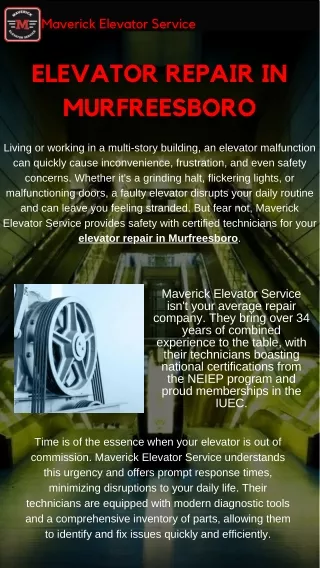 Maverick Elevator Service Provide Rescue In Murfreesboro!