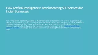 How Artificial Intelligence is Revolutionizing SEO Services for Indian Businesses