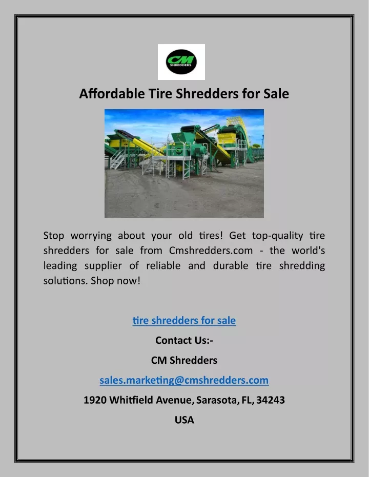 affordable tire shredders for sale