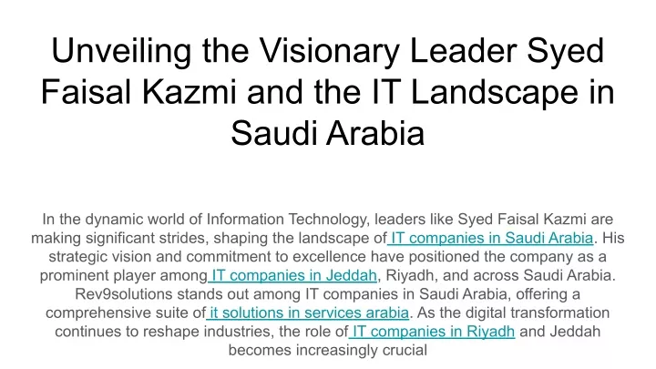 unveiling the visionary leader syed faisal kazmi