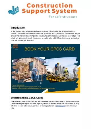 Unlock Your Construction Career: How to Apply for a CSCS Card