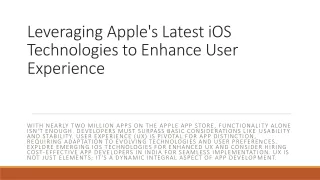 Leveraging Apple's Latest iOS Technologies to Enhance User Experience