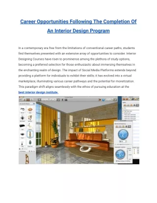 Career Opportunities Following The Completion Of An Interior Design Program
