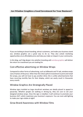Are Window Graphics a Good Investment for Your Business?