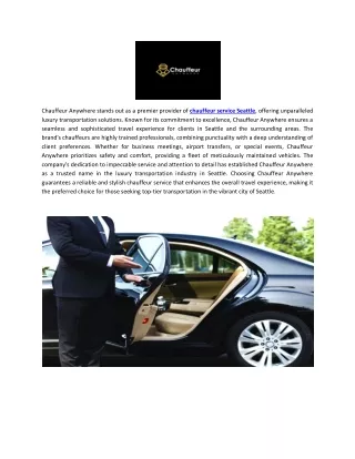 Chauffeur Service Seattle