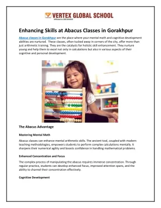 Enhancing Skills at Abacus Classes in Gorakhpur