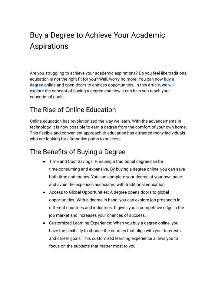buy a degree to achieve your academic aspirations