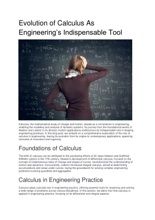 Evolution of Calculus As Engineering's - engineering colleges in bangalore RRCE
