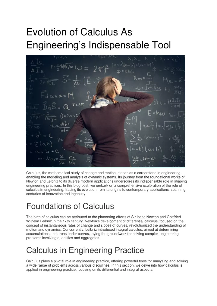 evolution of calculus as engineering