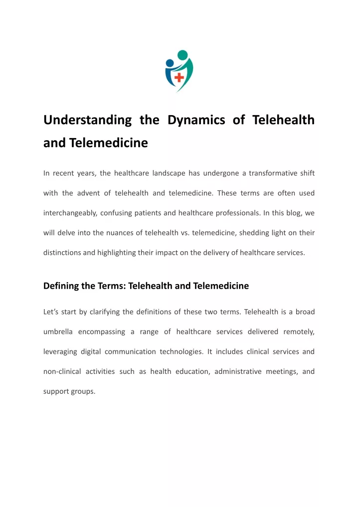 understanding the dynamics of telehealth