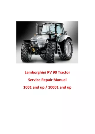 Lamborghini RV 90 Tractor Service Repair Manual (Serial No 1001 and up)