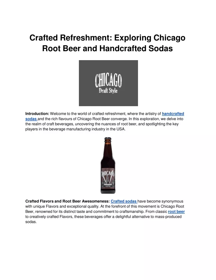 crafted refreshment exploring chicago root beer and handcrafted sodas