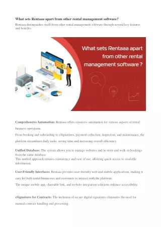 What sets Rentaaa apart from other rental management software?