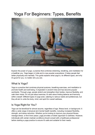 Yoga For Beginners - Types, Benefits