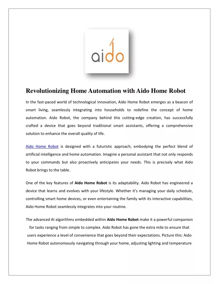 revolutionizing home automation with aido home