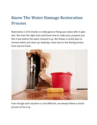 know the water damage restoration process