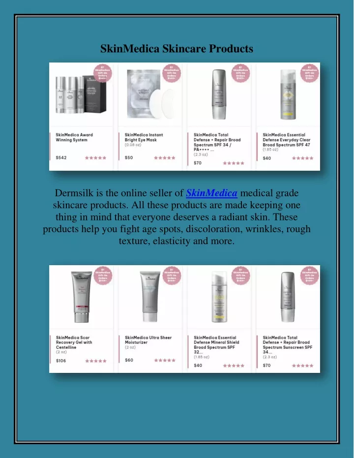 skinmedica skincare products