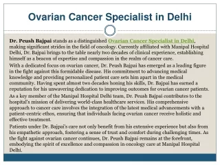 Ovarian Cancer Specialist in Delhi