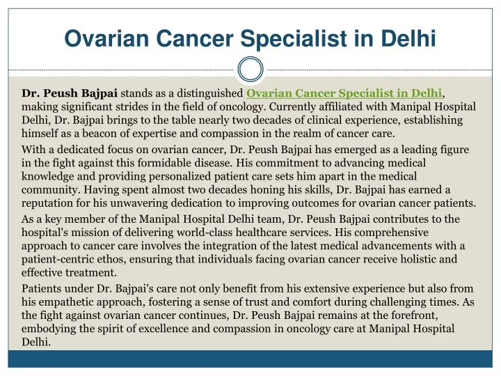 ovarian cancer specialist in delhi