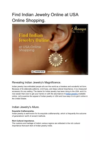 Find Indian Jewelry Online at USA Online Shopping..docx