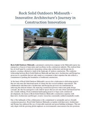 Rock Solid Outdoors Midsouth - Innovative Architecture's Journey in Construction Innovation