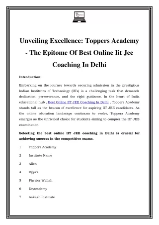 Best Online IIT JEE Coaching In Delhi  Call-07827048964