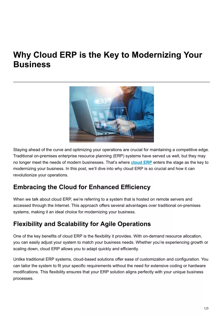 why cloud erp is the key to modernizing your