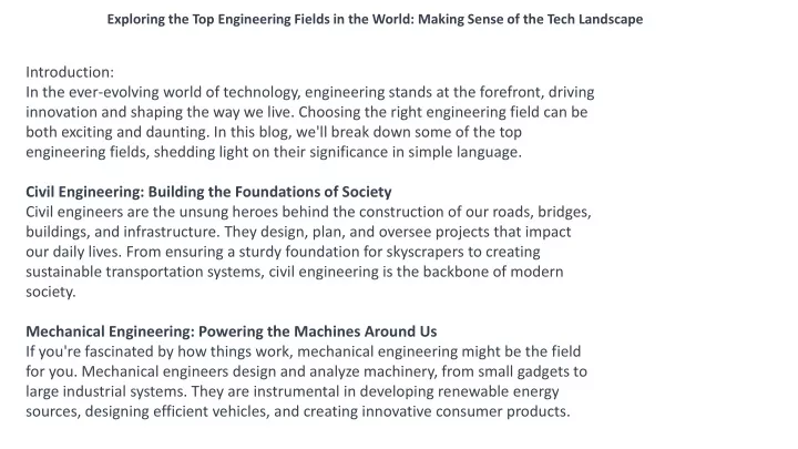 exploring the top engineering fields in the world