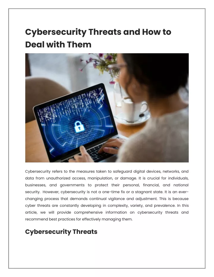 cybersecurity threats and how to deal with them