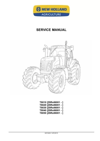 New Holland T8030 Tractor Service Repair Manual