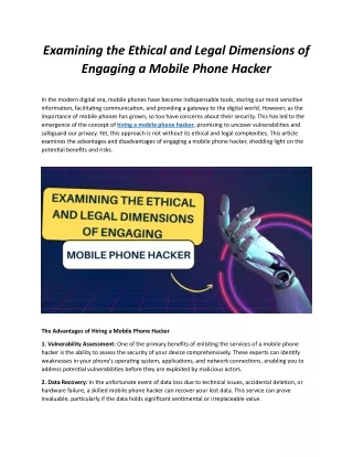 Examining the Ethical and Legal Dimensions of Engaging a Mobile Phone Hacker