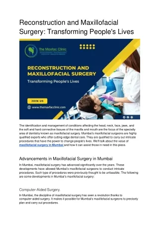 Reconstruction and Maxillofacial Surgery_ Transforming People's Lives.docx
