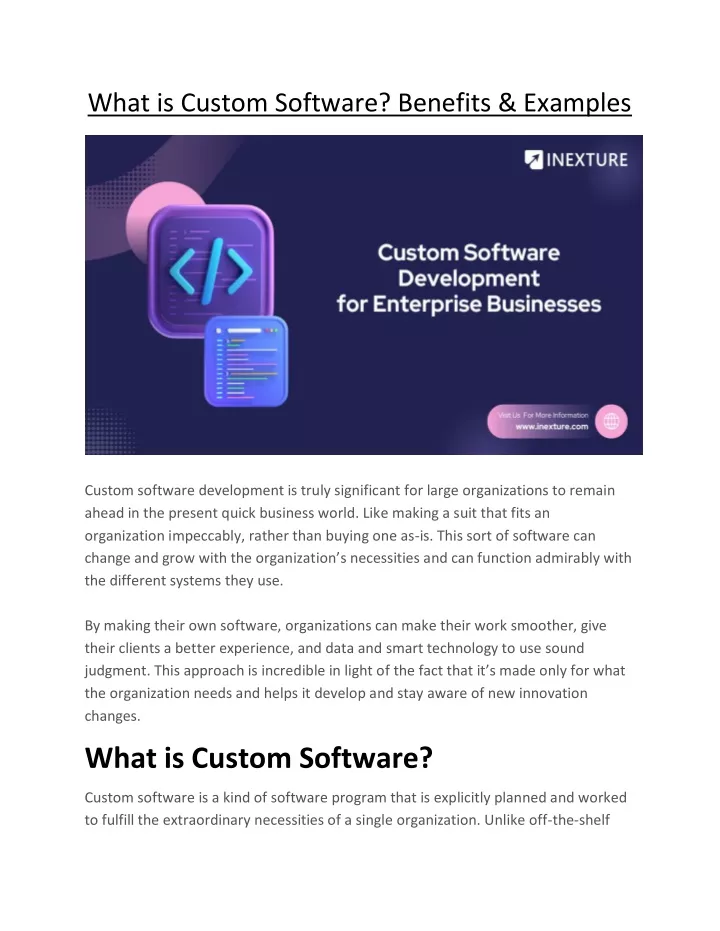 what is custom software benefits examples