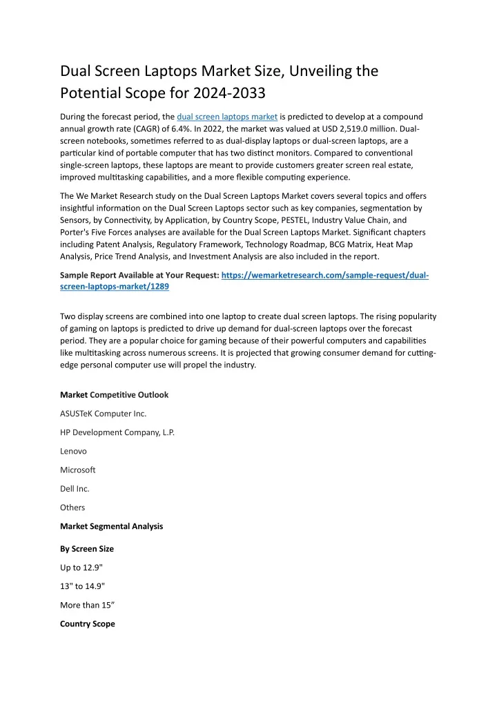 dual screen laptops market size unveiling