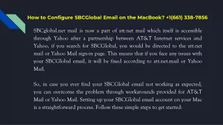 How to Configure SBCGlobal Email on the MacBook?  1(661) 338-7856