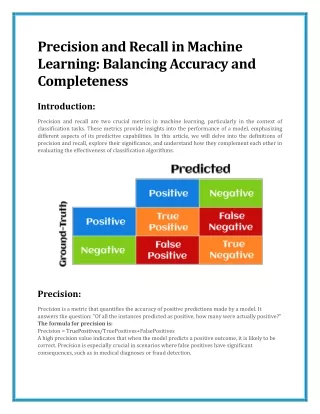 precision and recall in machine learning