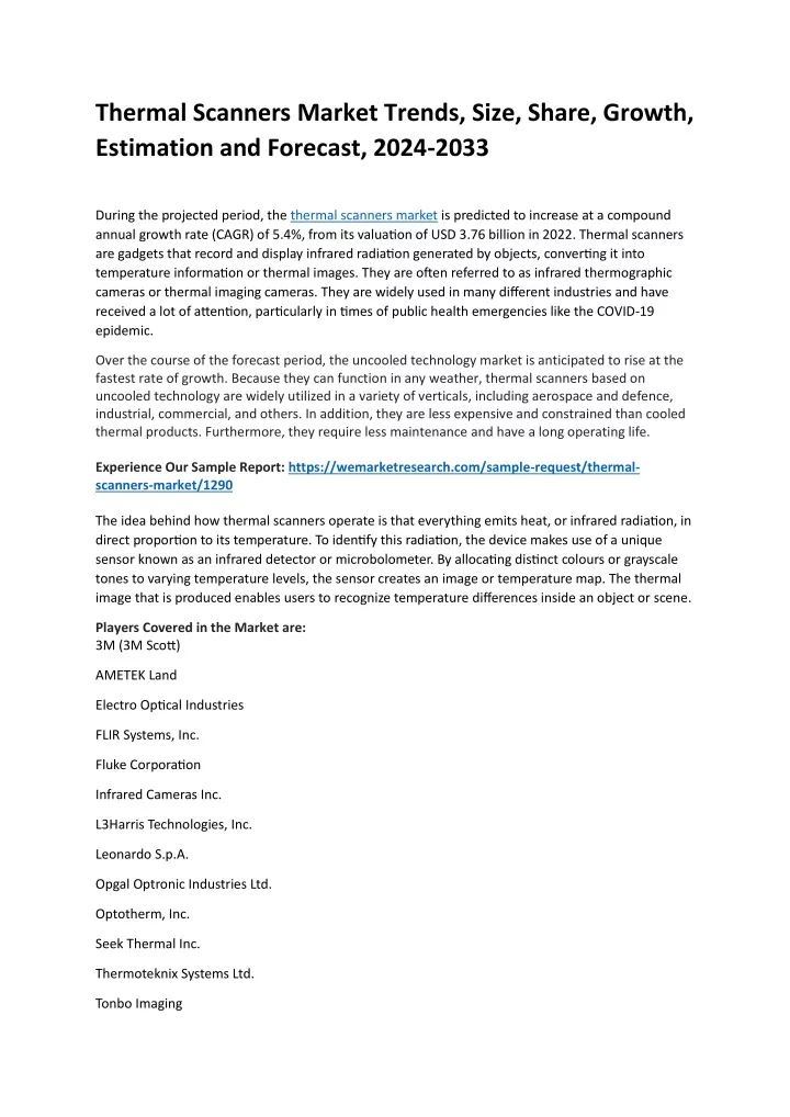 thermal scanners market trends size share growth