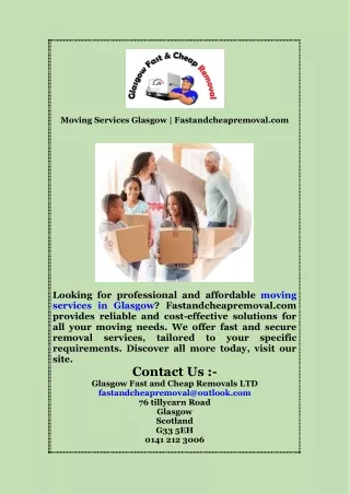 Moving Services Glasgow  Fastandcheapremoval com