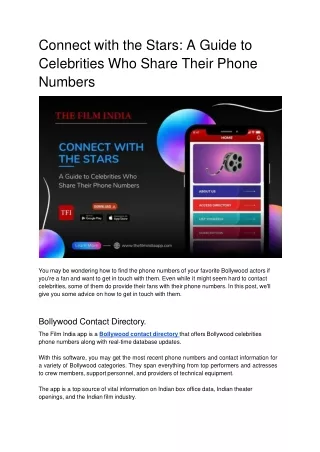 Connect with the Stars_ A Guide to Celebrities Who Share Their Phone Numbers.docx