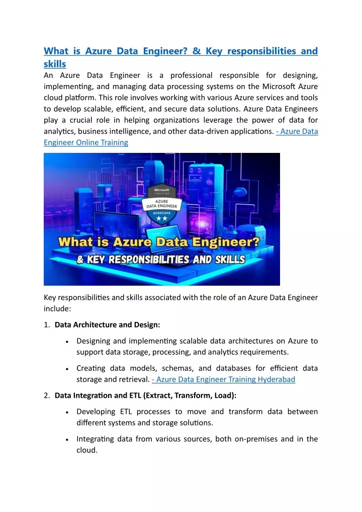 what is azure data engineer key responsibilities