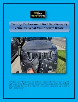 car key replacement for high security vehicles