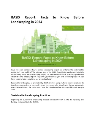 BASIX Report_ Facts to Know Before Landscaping in 2024