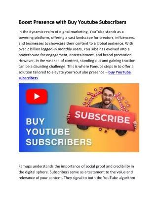 Boost Presence with Buy Youtube Subscribers