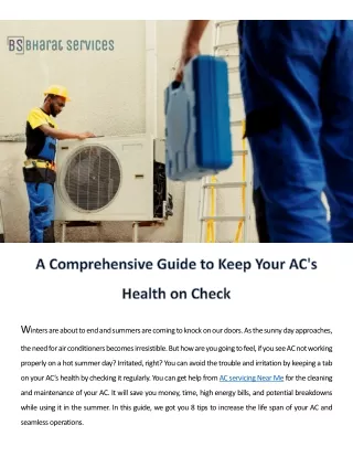 A Comprehensive Guide to Keep Your AC's Health on Check