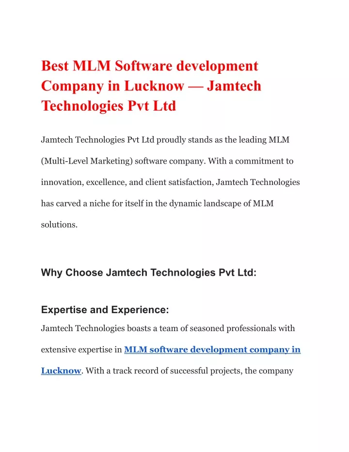 best mlm software development company in lucknow
