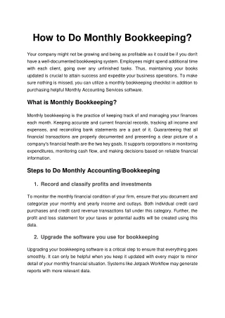 how to do monthly bookkeeping