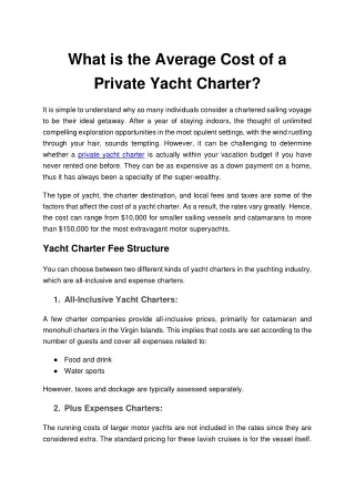 what is the average cost of a private yacht