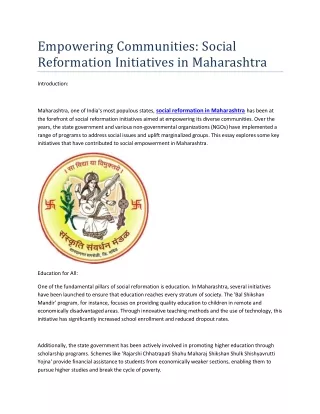 social reformation in maharashtra 1