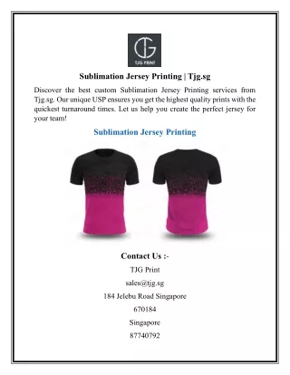 Sublimation Jersey Printing  Tjg.sg