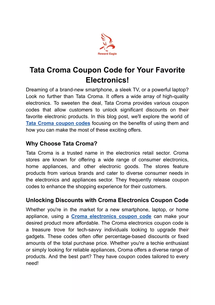 tata croma coupon code for your favorite